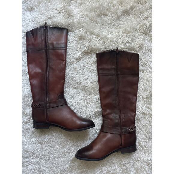 NWT Alex Marie brown cognac leather riding boots  knee high leather 8.5 8 1/2 - Picture 2 of 11